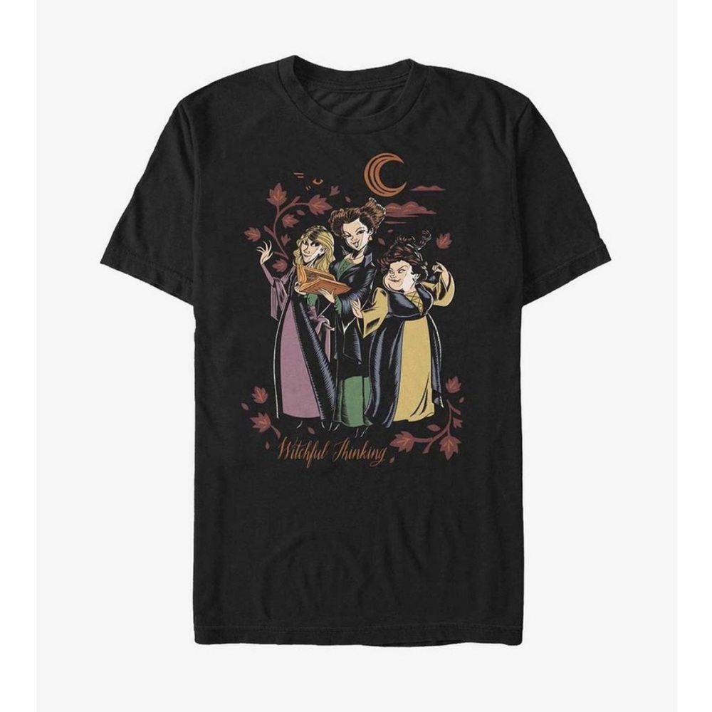 NEW Unisex Disney Hocus Pocus “Witchful Thinking” Black Cotton T-Shirt, 2X or 3X